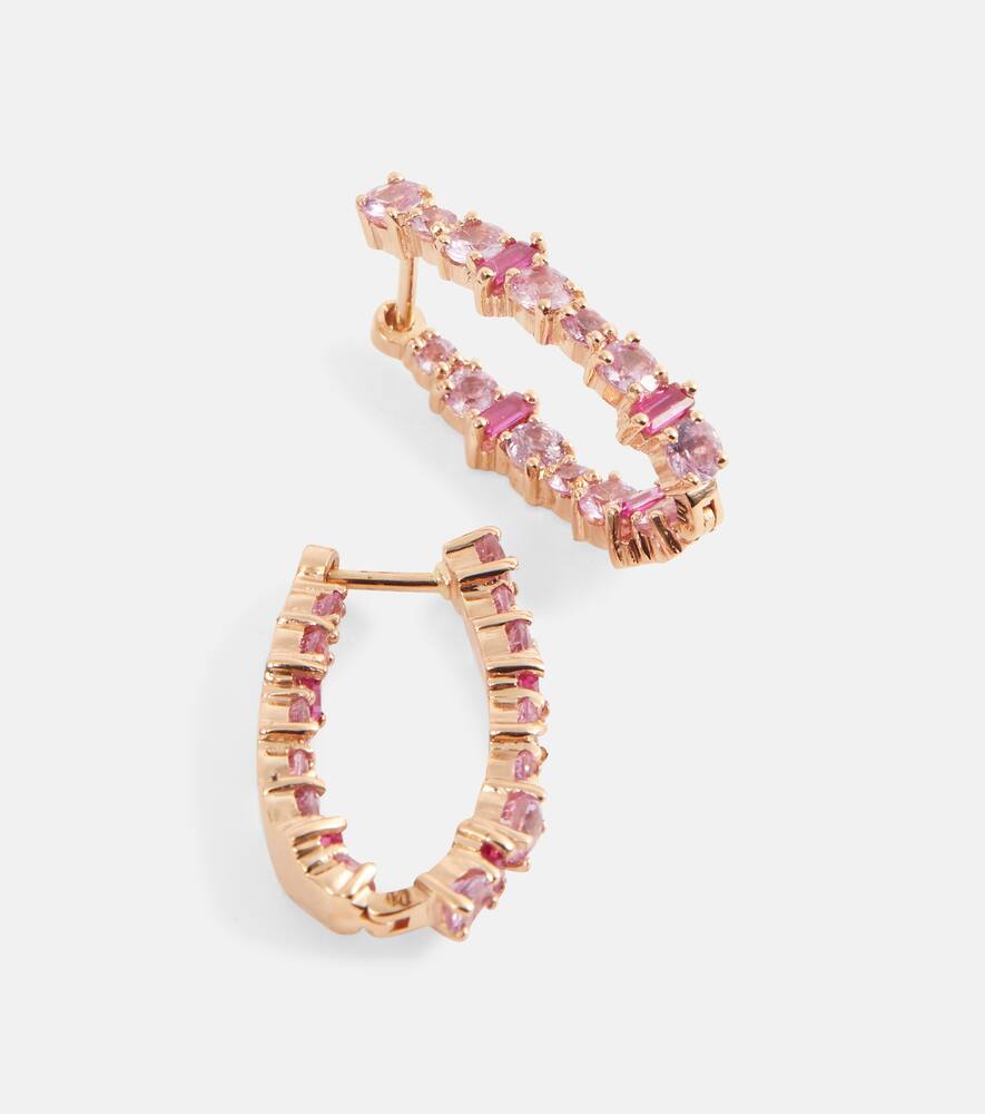 Shop Ileana Makri Rivulet 18kt Gold Hoop Earrings With Sapphires And Rubies In Pink Sapphire & Ruby