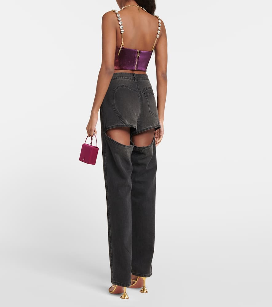 缀饰棉质混纺短款上衣