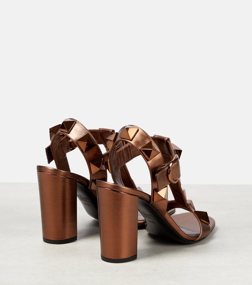 Valentino Roman Stud Leather Sandals In Brown