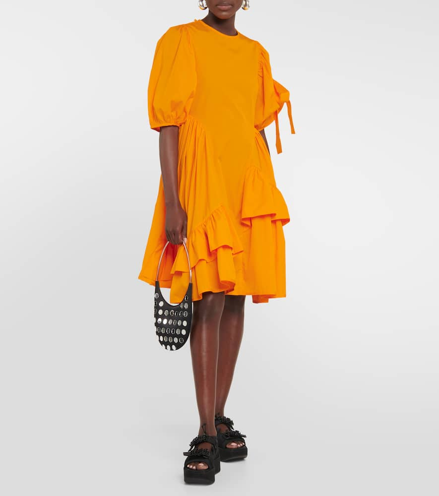 Shop Cecilie Bahnsen Cotton Minidress In Orange