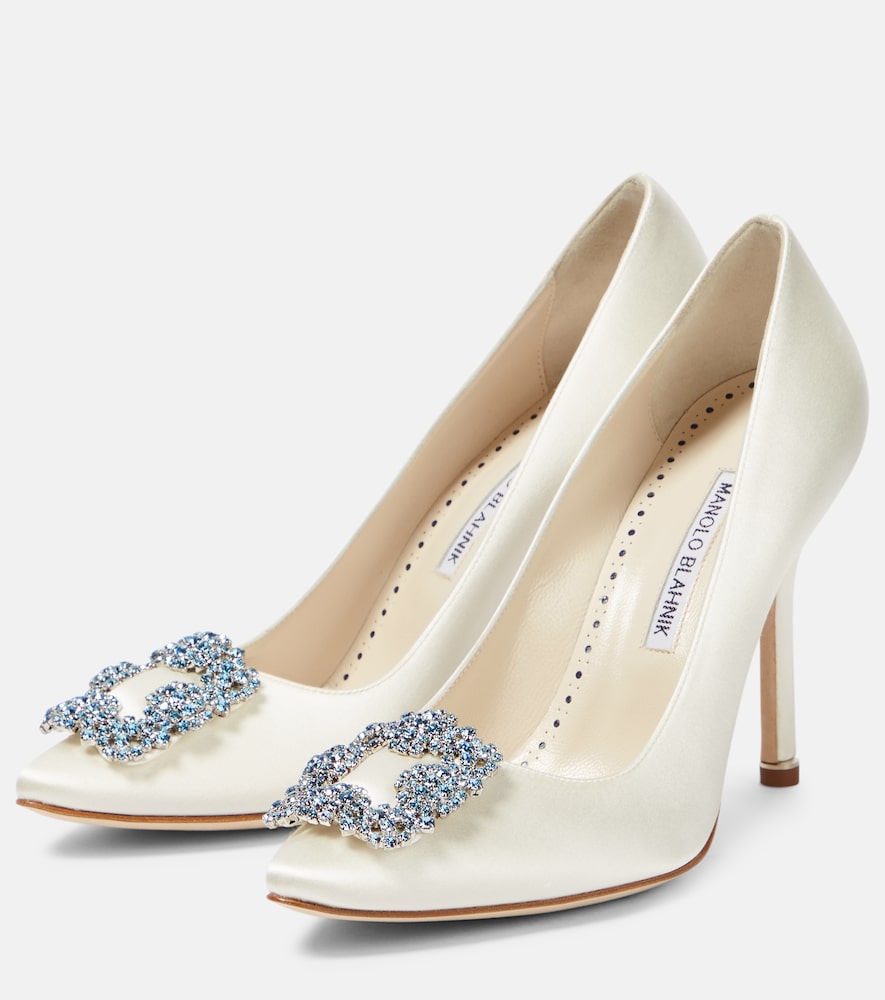 Bridal Hangisi 105 embellished satin pumps