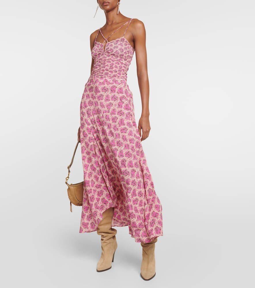Isabel Marant Leila Printed Ruched Jersey Top In Green
