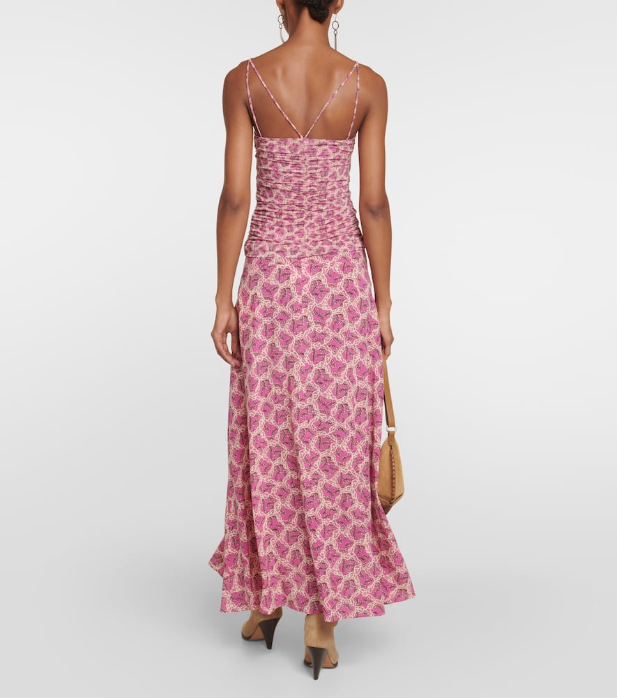 Isabel Marant Leila Printed Ruched Jersey Top In Green