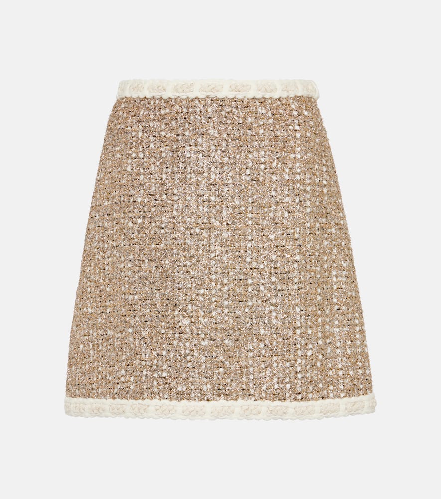 Shop Giambattista Valli High-rise Lurex® Tweed Miniskirt In Gold