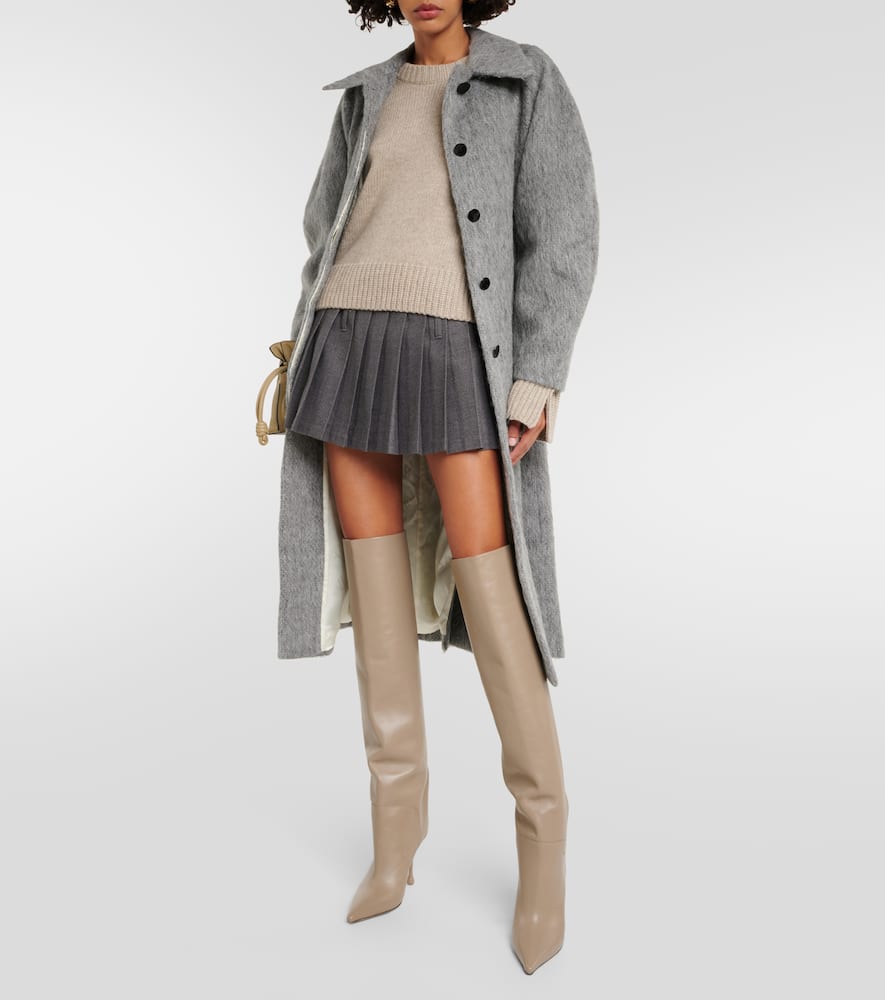 Shop Jimmy Choo Cycas 95 Leather Over-the-knee Boots In Grey