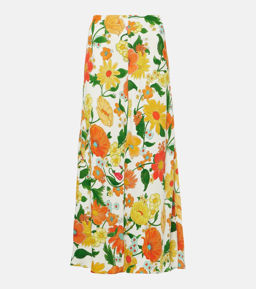 Floral cady maxi skirt