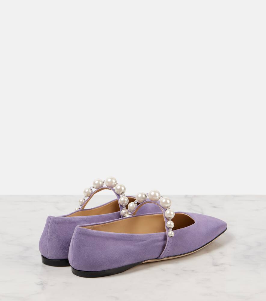 Jimmy Choo Ade Embellished Suede Ballet Flats In Purple