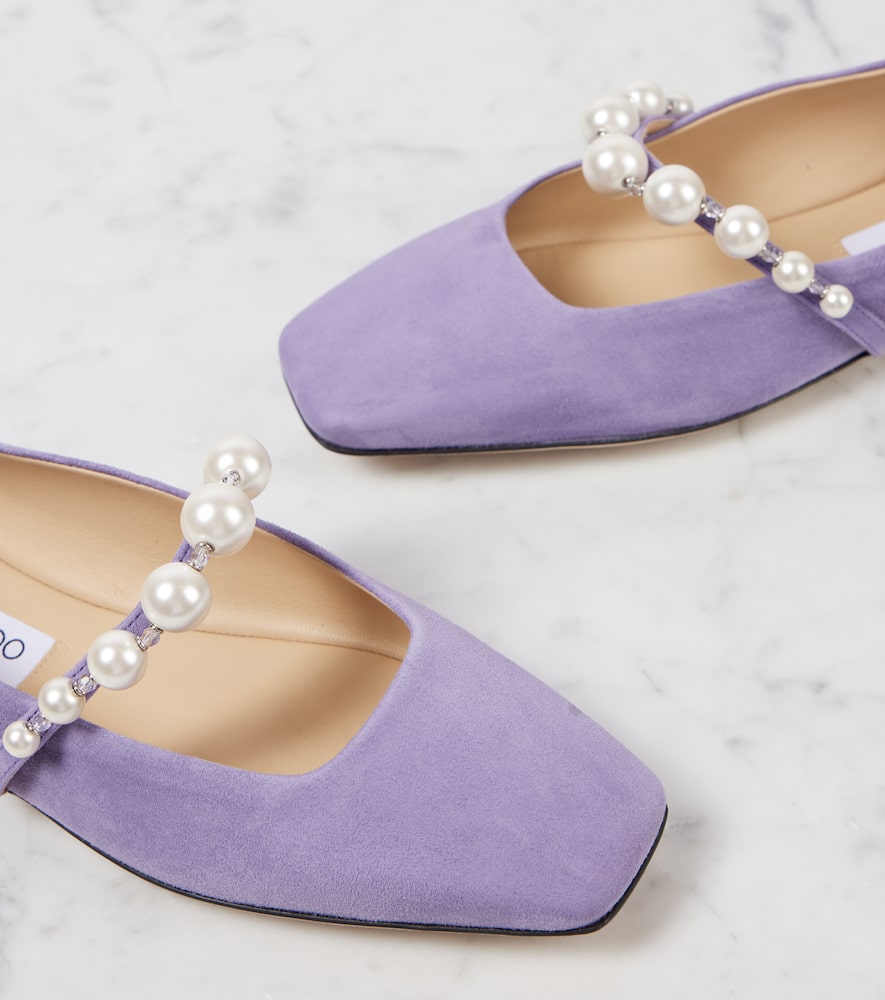 Jimmy Choo Ade Embellished Suede Ballet Flats In Purple