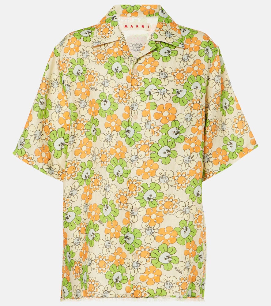 Marni Floral-print Linen Shirt In Multicoloured