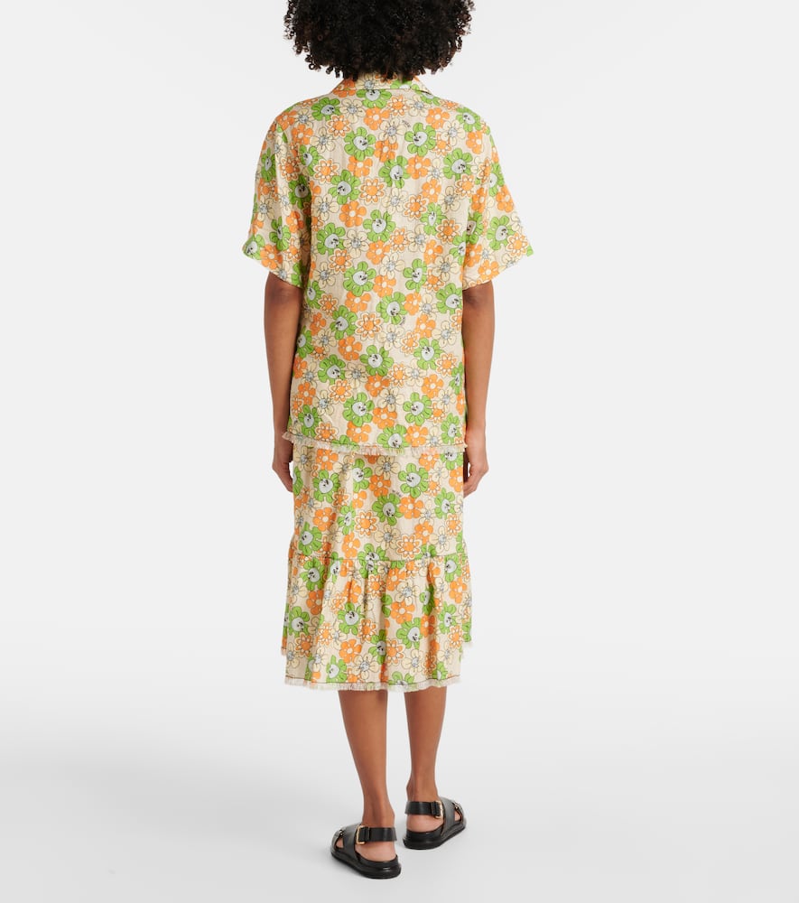 Marni Floral-print Linen Shirt In Multicoloured