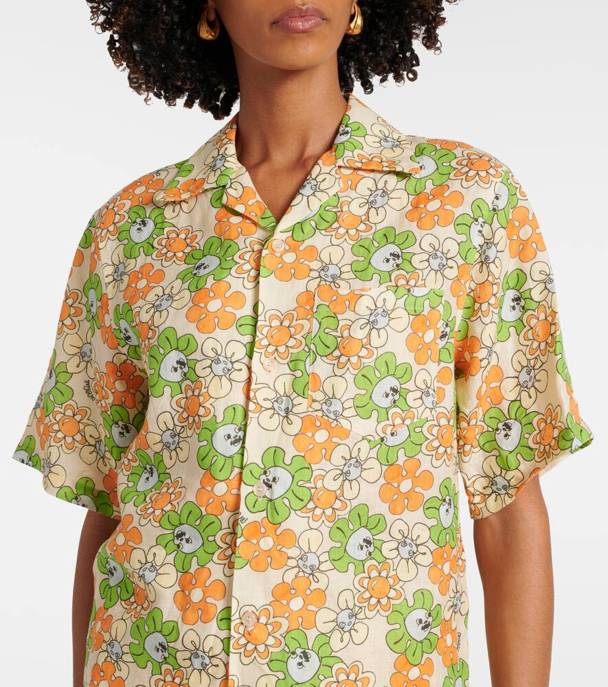 Marni Floral-print Linen Shirt In Multicoloured