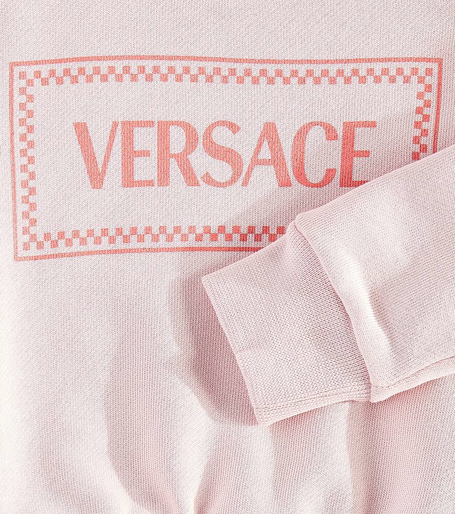Versace Baby Logo Cotton Jersey Sweater In Pink