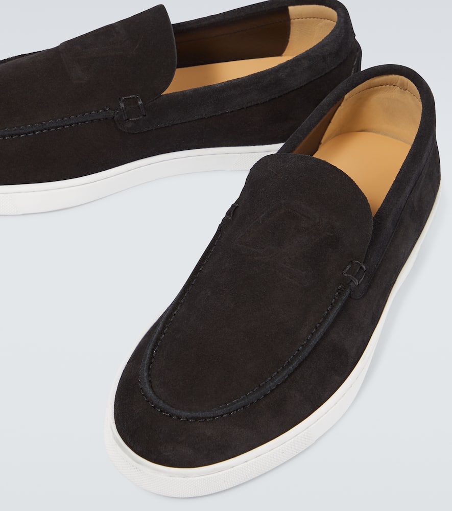 Shop Christian Louboutin Varsiboat Suede Loafers In Black