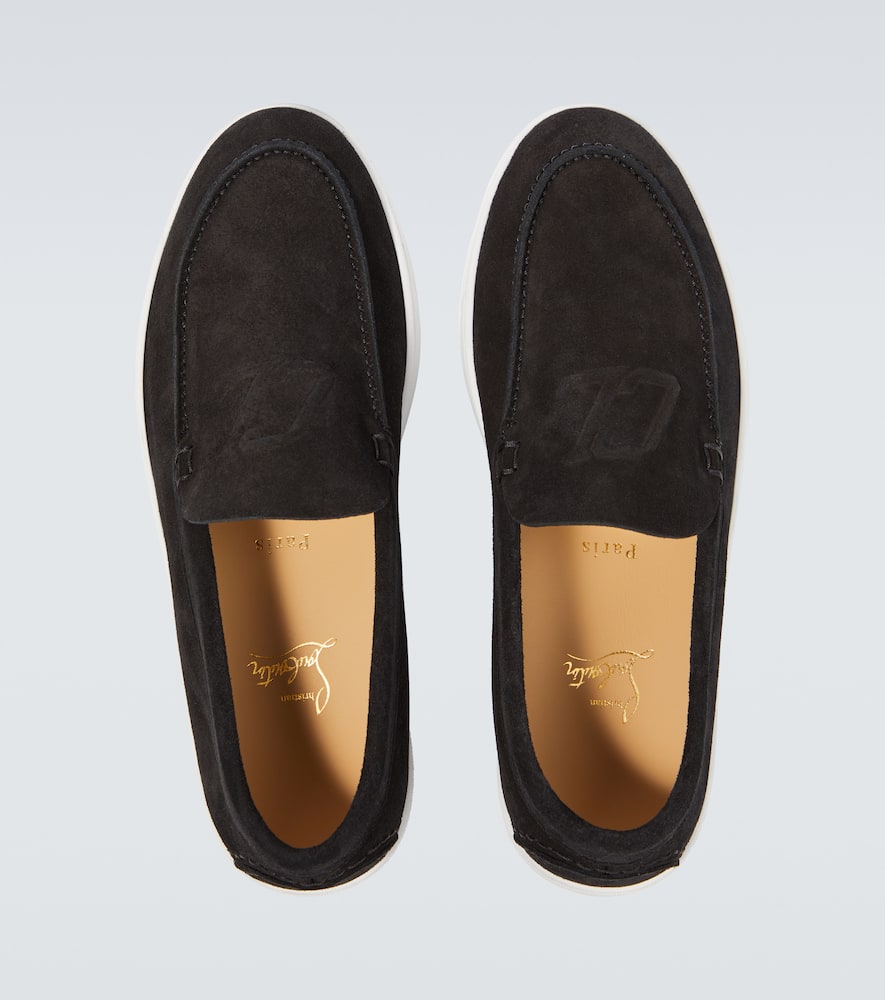 Shop Christian Louboutin Varsiboat Suede Loafers In Black