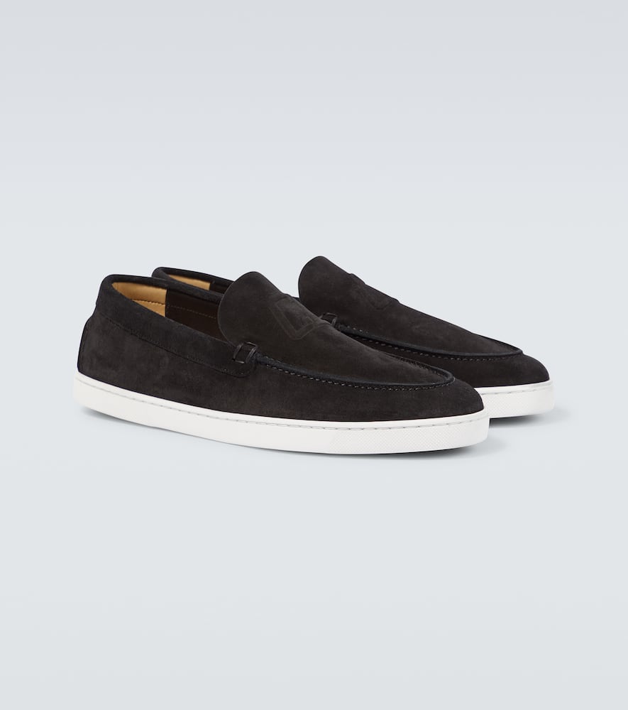 Shop Christian Louboutin Varsiboat Suede Loafers In Black