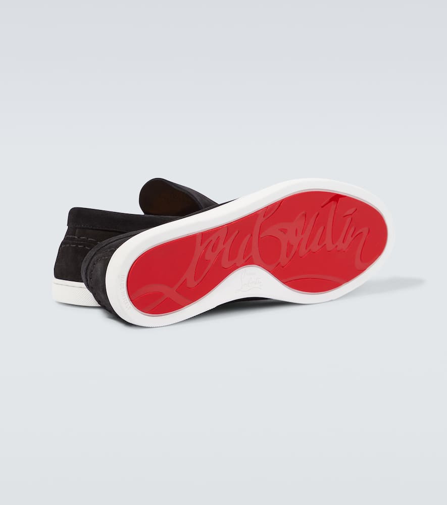 Shop Christian Louboutin Varsiboat Suede Loafers In Black