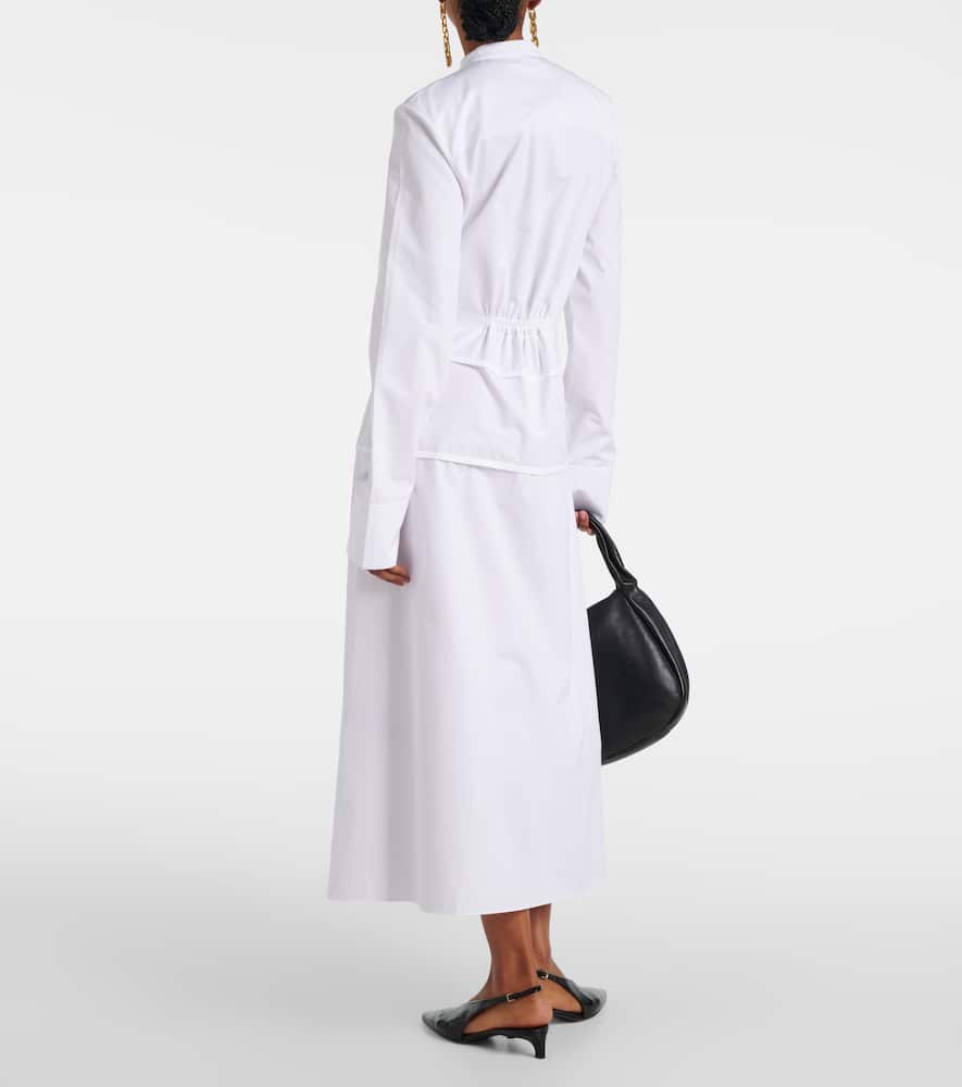 Jil Sander Pleated Cotton Shirt Dress In White