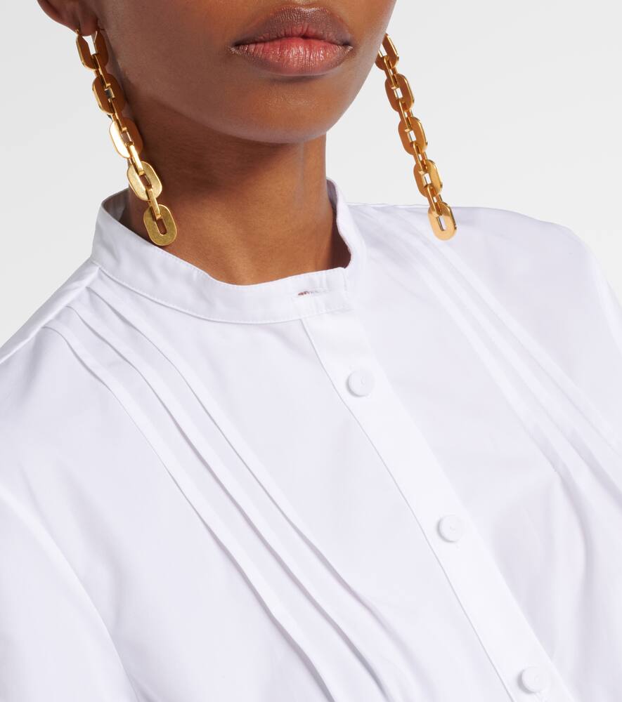 Jil Sander Pleated Cotton Shirt Dress In White