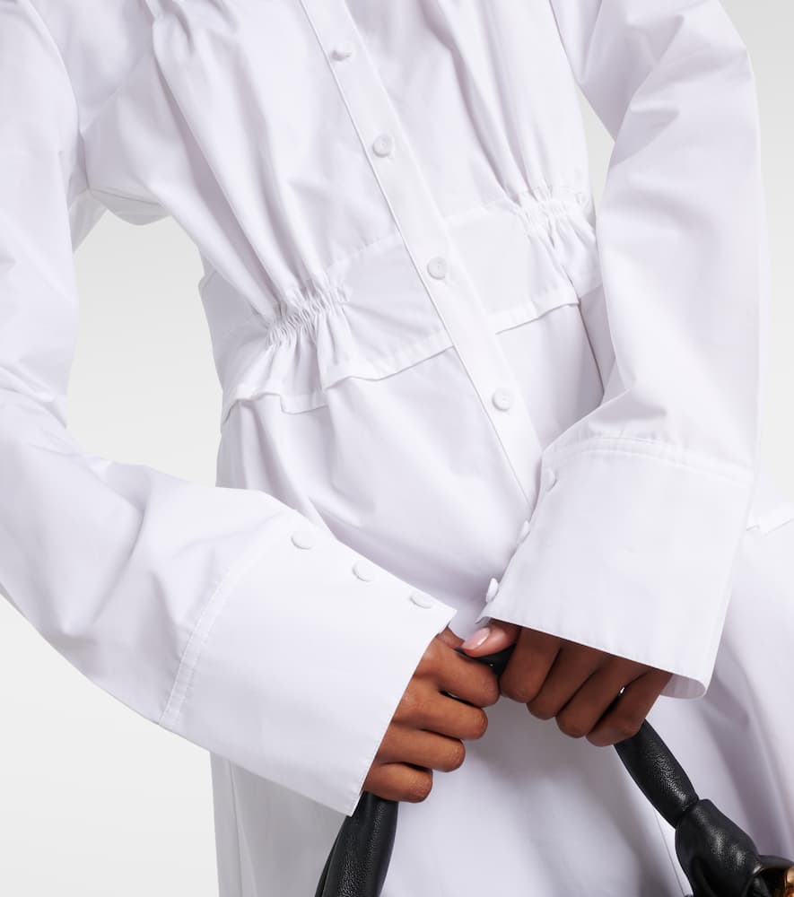 Jil Sander Pleated Cotton Shirt Dress In White