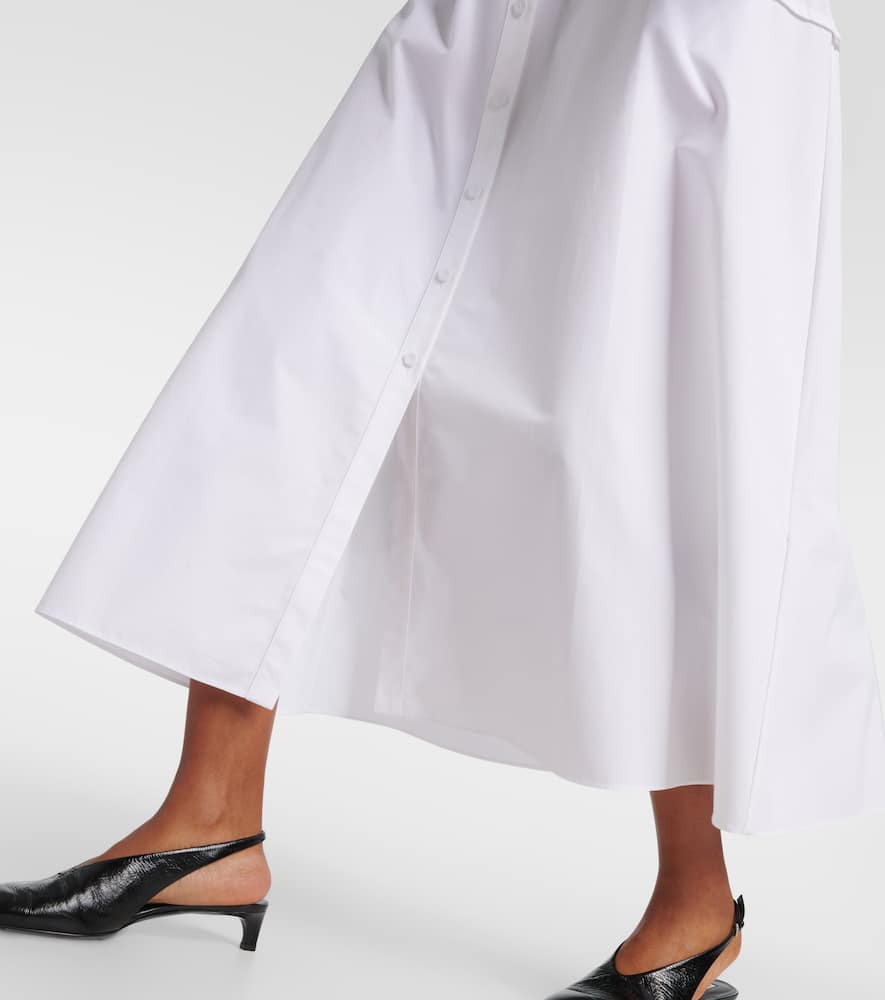 Jil Sander Pleated Cotton Shirt Dress In White