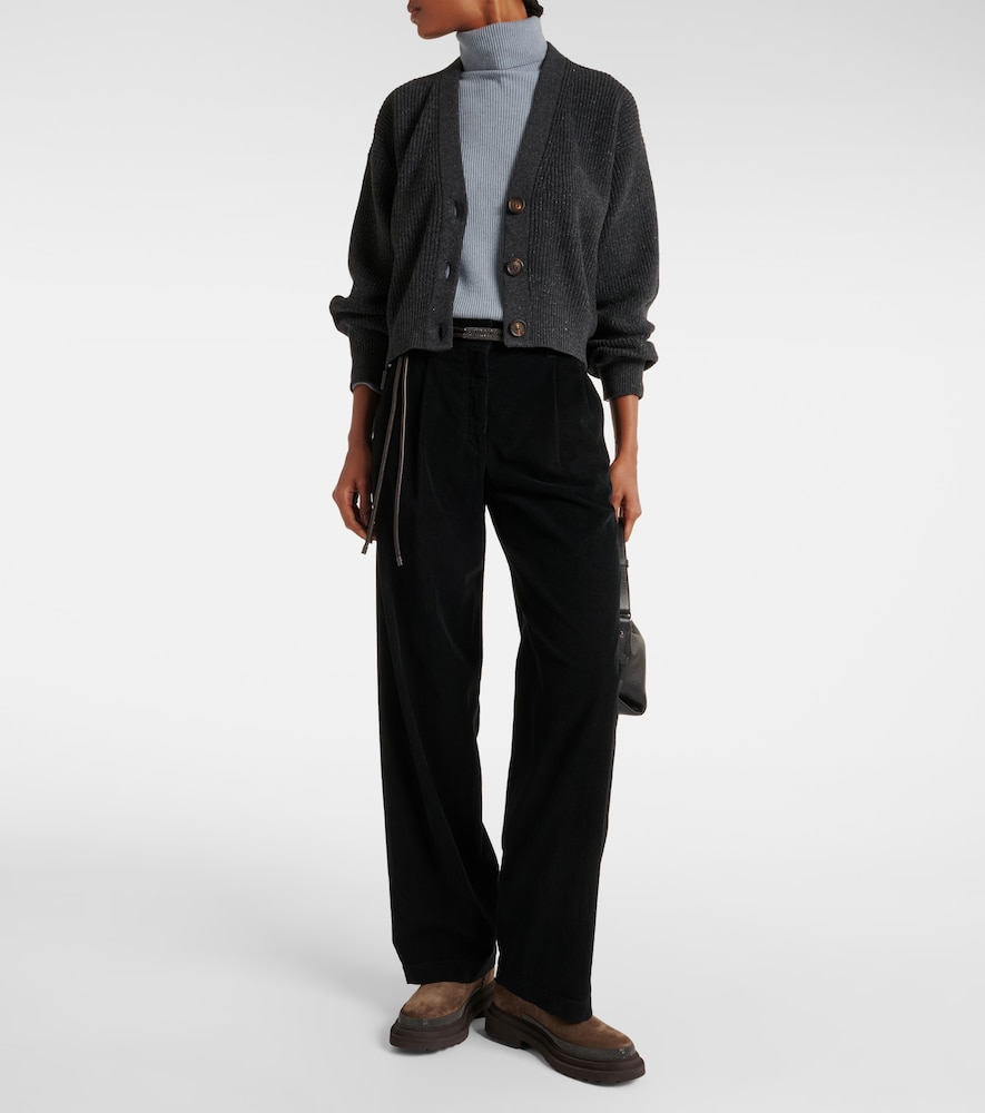 Brunello Cucinelli Cotton-blend velvet straight pants