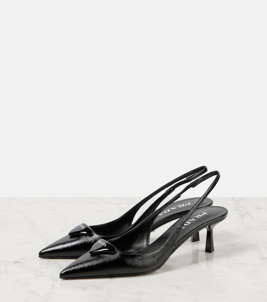 Prada Modellerie Pointed Toe Slingback Pump In Black