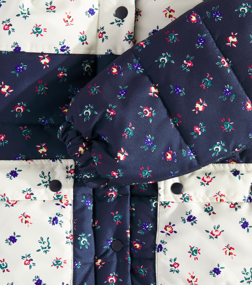 The New Society Heaven Floral Patchwork Puffer Jacket In Blue