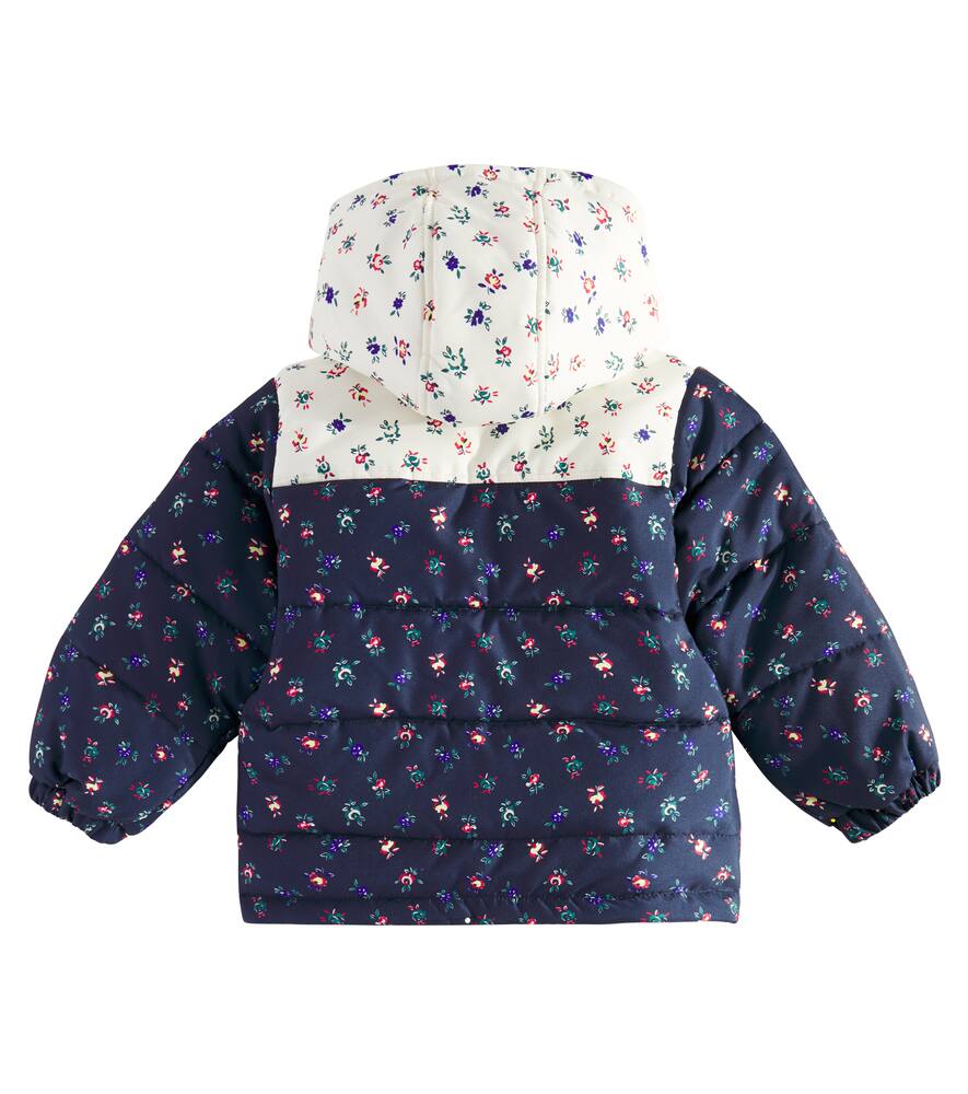 The New Society Heaven Floral Patchwork Puffer Jacket In Blue
