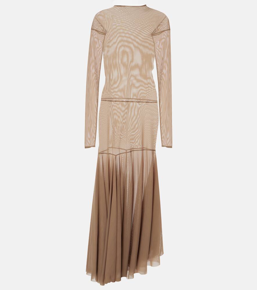 Lemaire Draped mesh jersey maxi dress