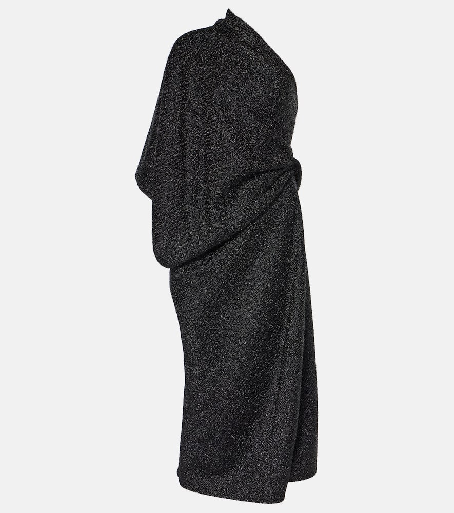 Dorota draped lamé midi dress