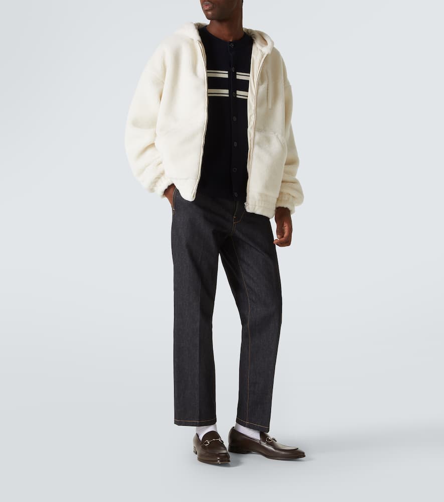 Gucci White Hoodie With Maxi Web Print On The Hood And Kangaroo Pocket On The Front In Cotton Man In White