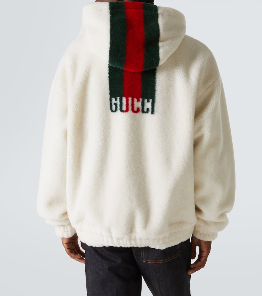 Gucci White Hoodie With Maxi Web Print On The Hood And Kangaroo Pocket On The Front In Cotton Man In White