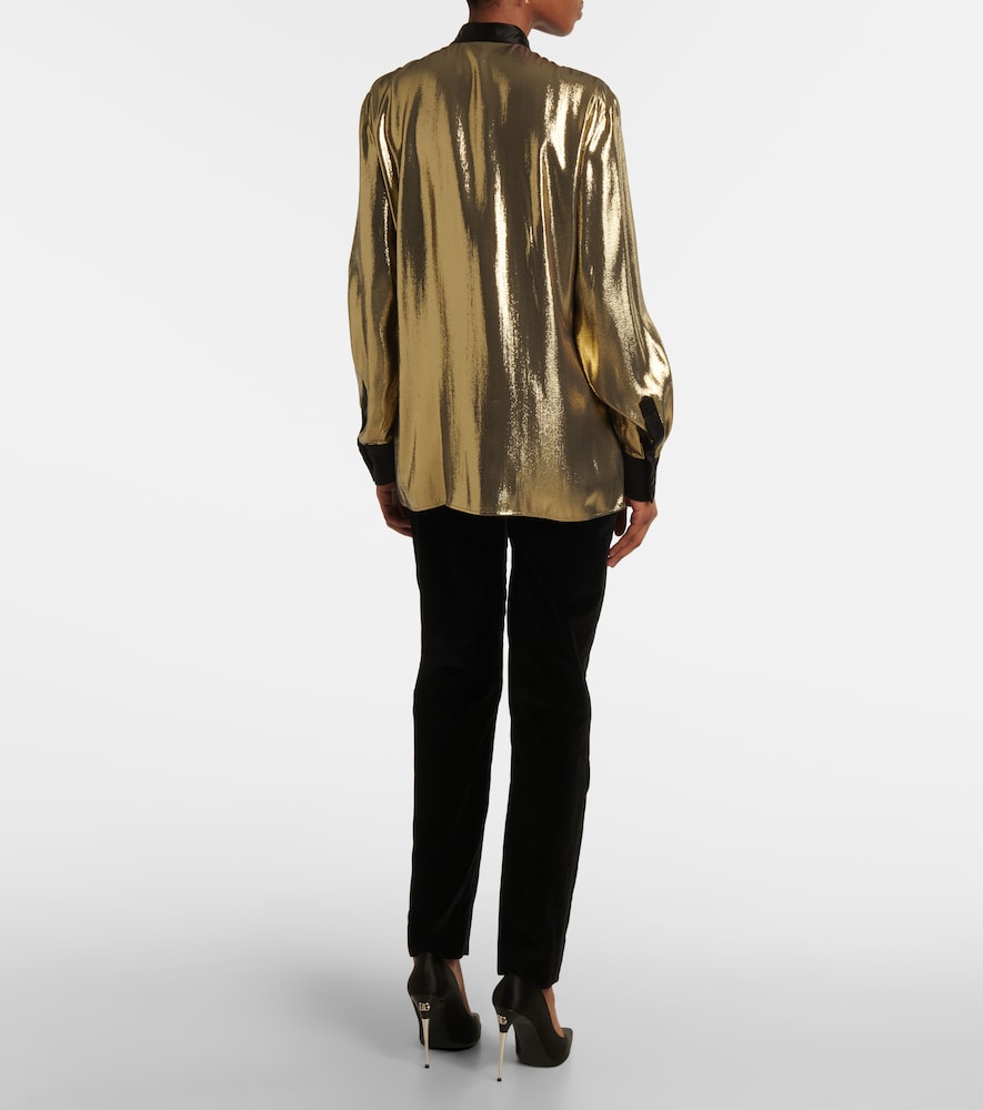  Dolce&gabbana Dolce&gabbana Tie-neck Silk-blend Lame Blouse 