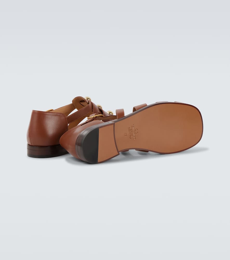 Valentino Garavani Valentino Studshield Fisherman Calfskin Sandal Tobacco In Brown