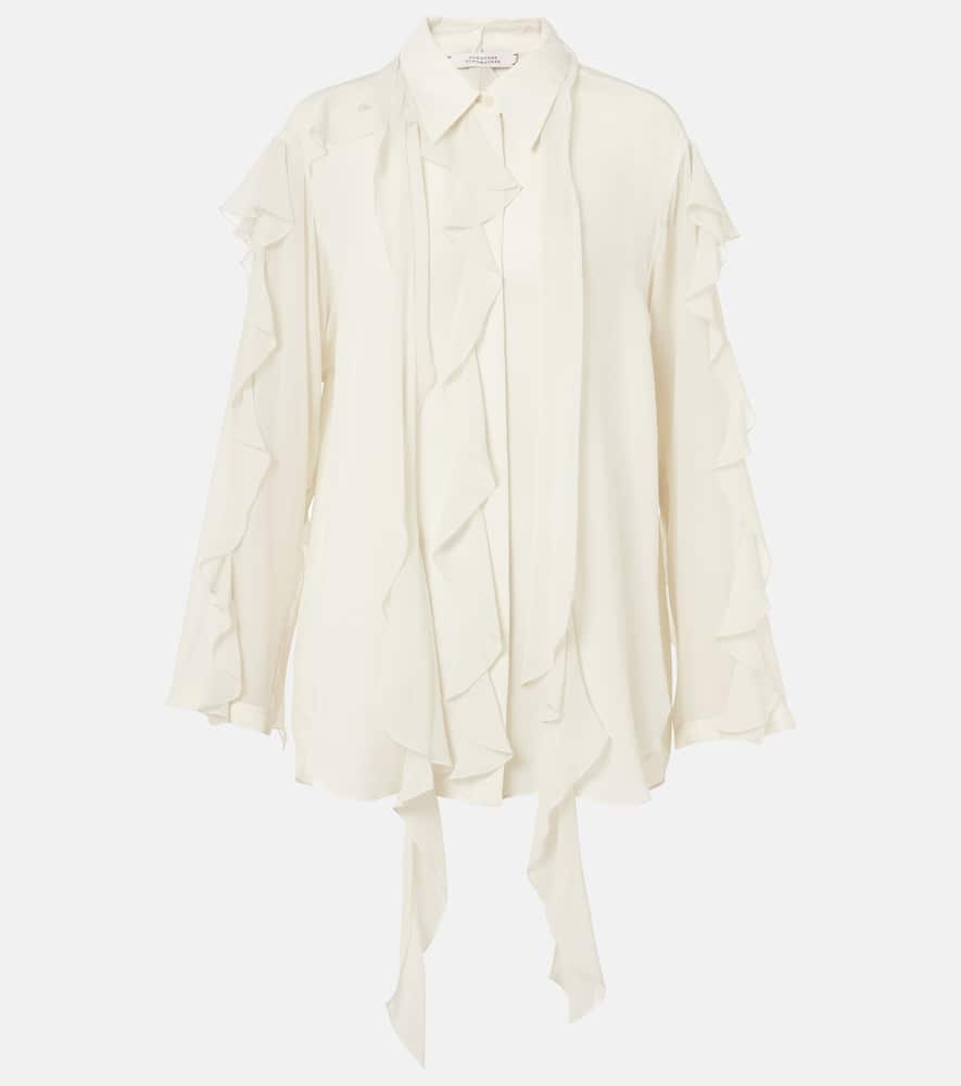 Dorothee Schumacher Striped Blouse With Scarf And Ruffles In White