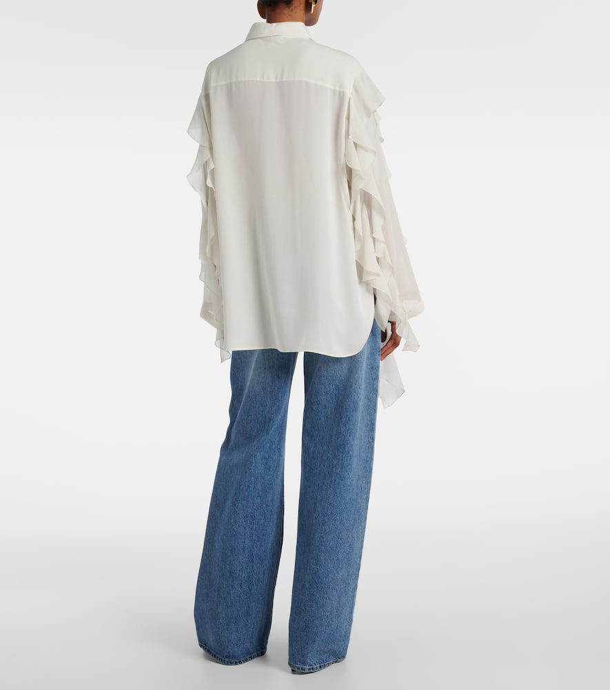 Dorothee Schumacher Striped Blouse With Scarf And Ruffles In White