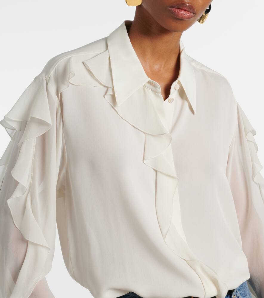 Dorothee Schumacher Striped Blouse With Scarf And Ruffles In White