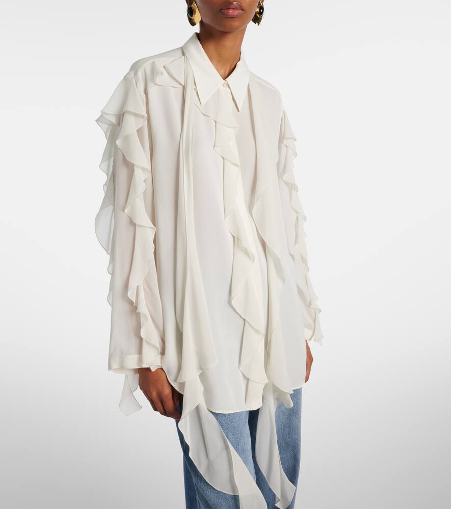 Dorothee Schumacher Striped Blouse With Scarf And Ruffles In White