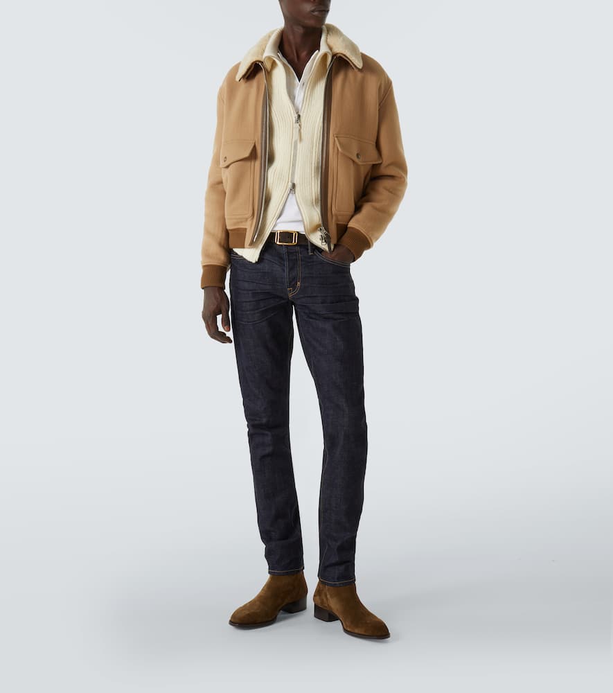 Tom Ford Shearling-trimmed Virgin Wool Blouson In Neutral
