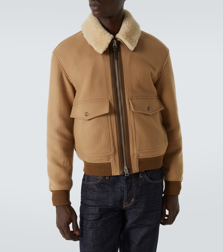 Tom Ford Shearling-trimmed Virgin Wool Blouson In Neutral
