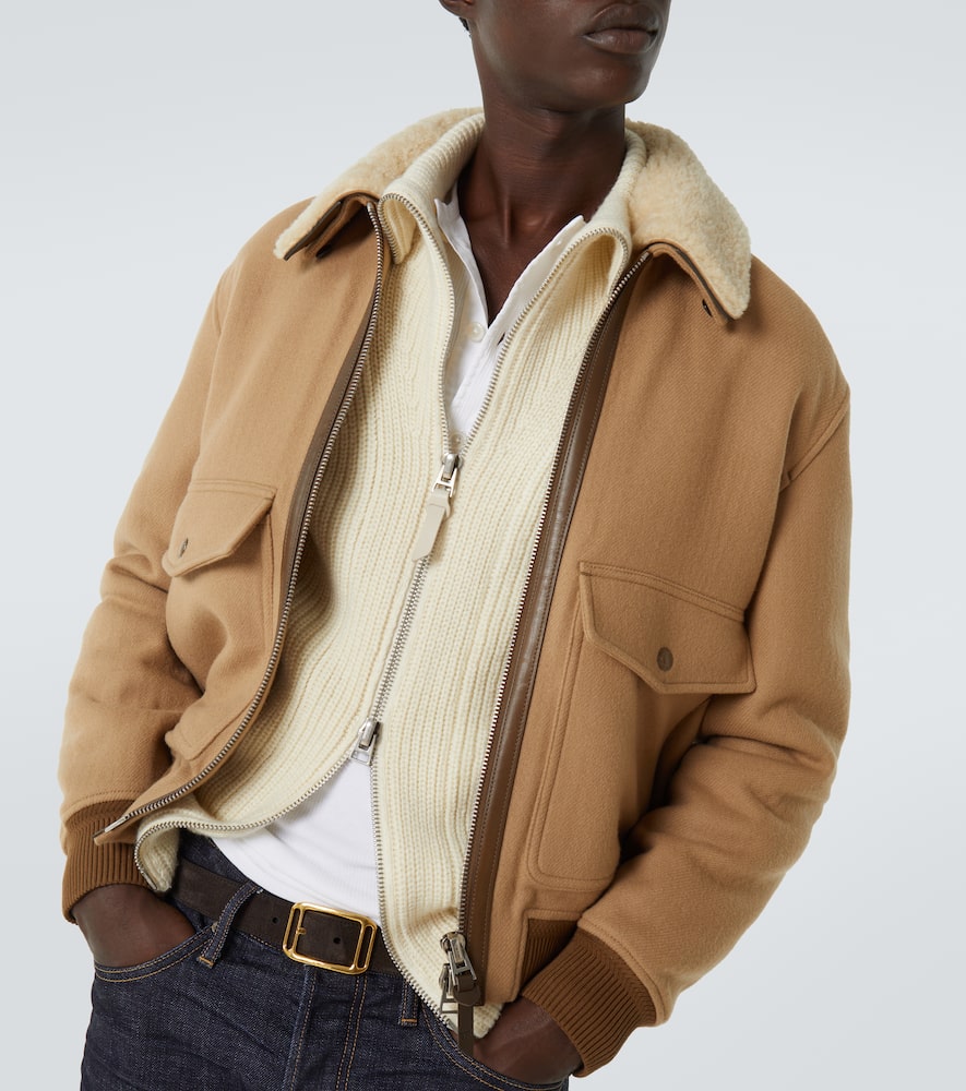 Tom Ford Shearling-trimmed Virgin Wool Blouson In Neutral