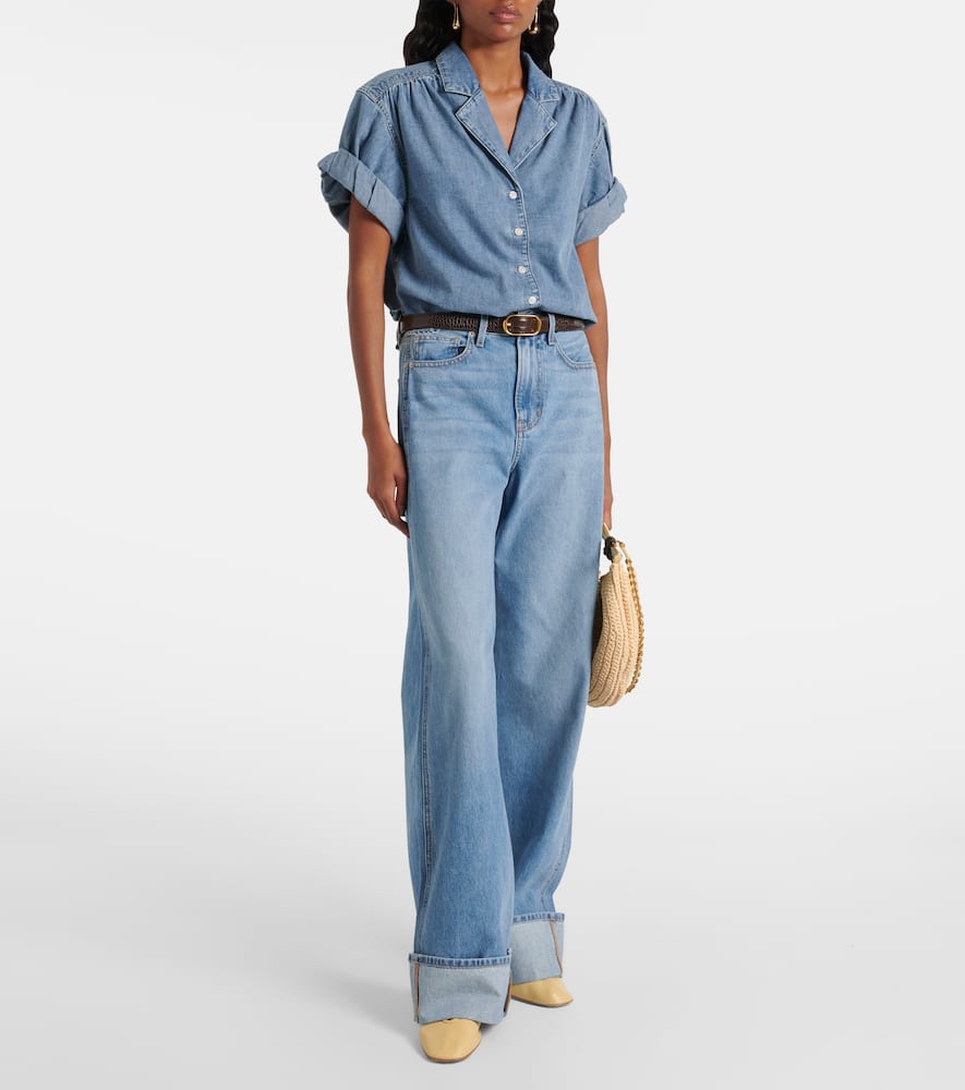 Shop Veronica Beard Taylor High-rise Wide-leg Jeans