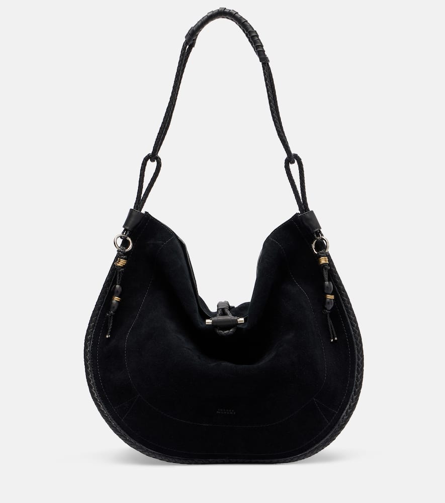 Isabel Marant Oskan Small Suede Shoulder Bag In Black