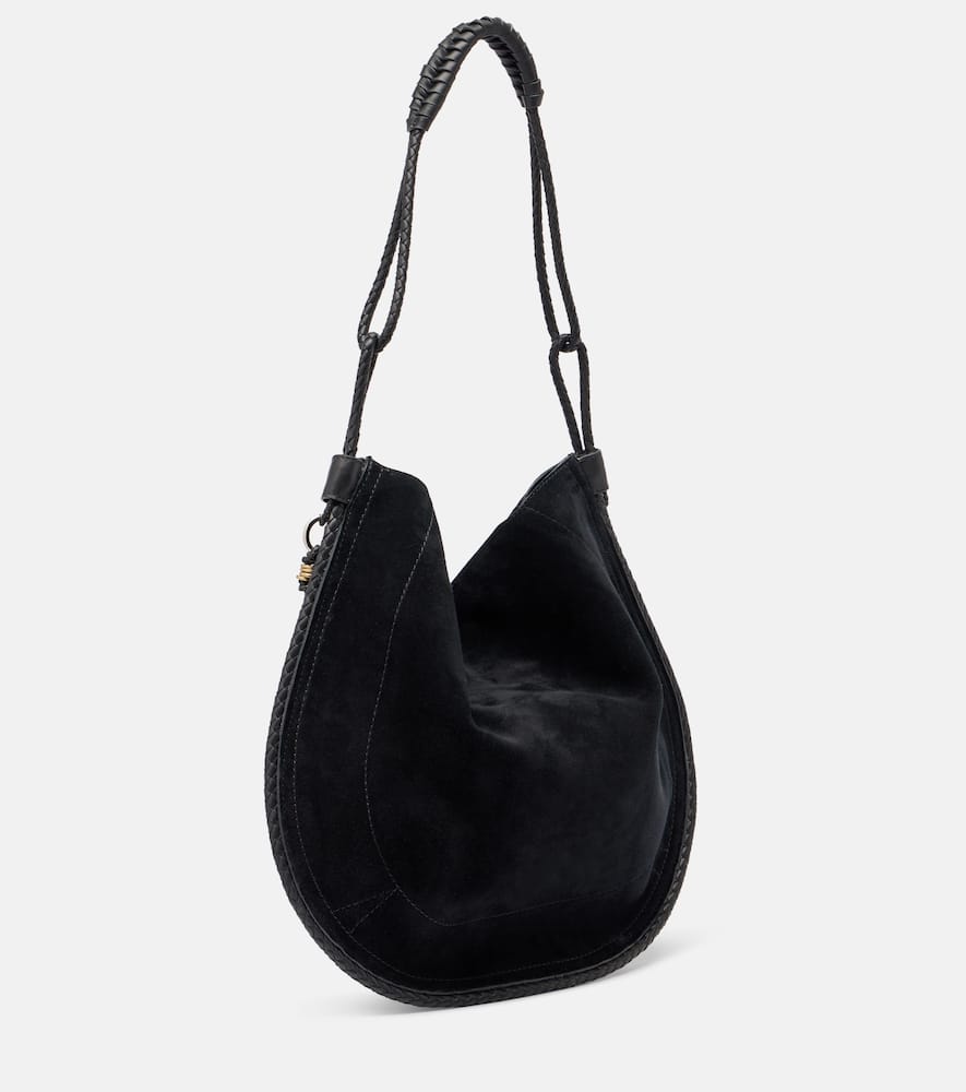 Isabel Marant Oskan Small Suede Shoulder Bag In Black