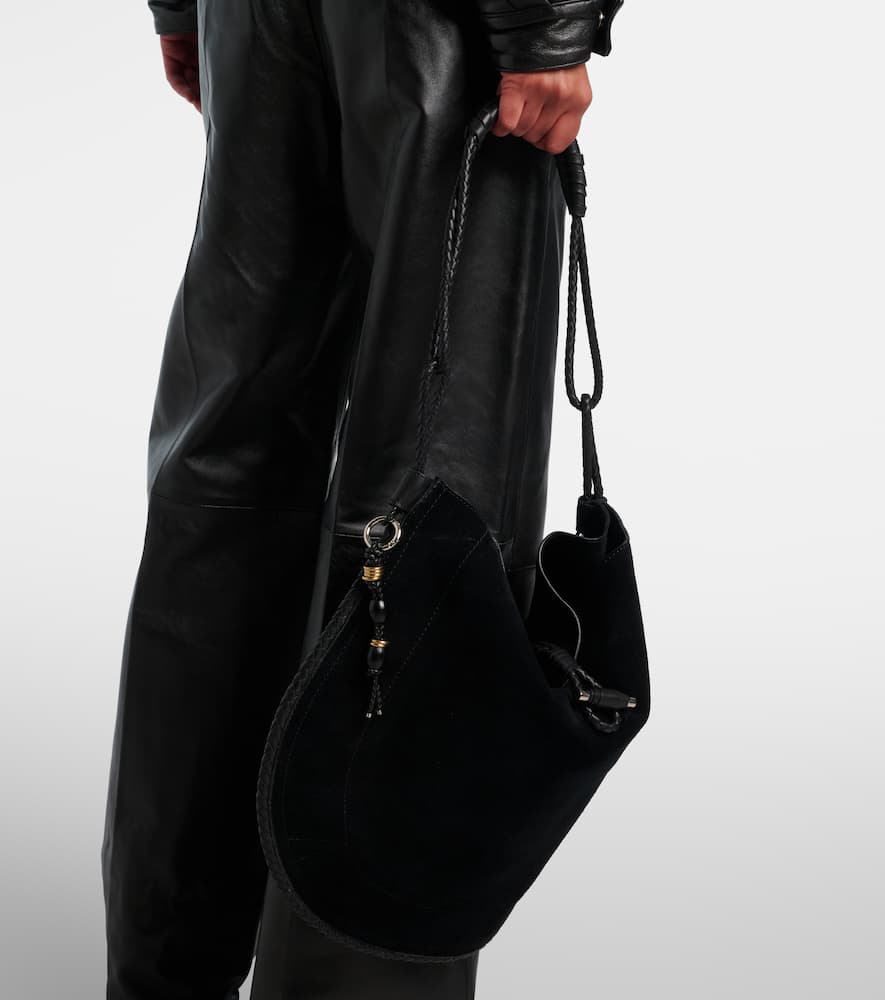 Isabel Marant Oskan Small Suede Shoulder Bag In Black