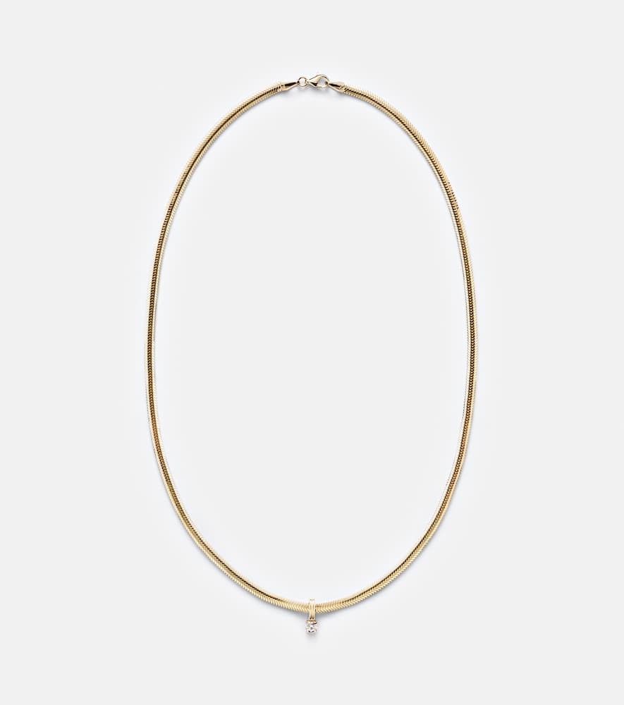 Stone And Strand Serpentine 14kt Gold Necklace With Diamond In Gold