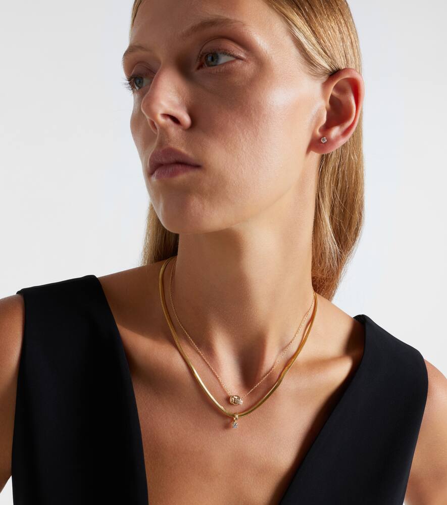 Stone And Strand Serpentine 14kt Gold Necklace With Diamond In Gold
