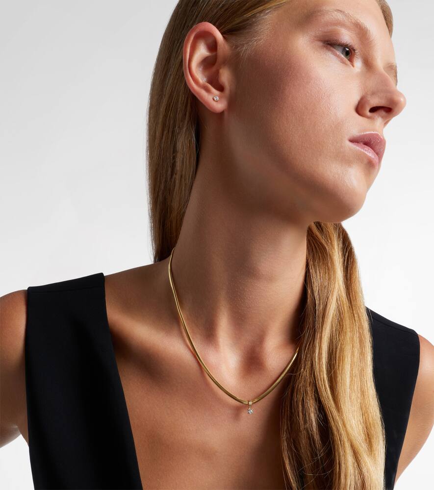 Stone And Strand Serpentine 14kt Gold Necklace With Diamond In Gold