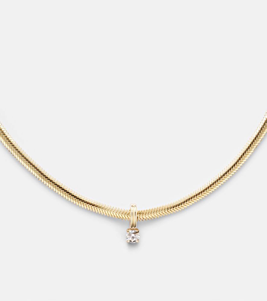 Stone And Strand Serpentine 14kt Gold Necklace With Diamond In Gold