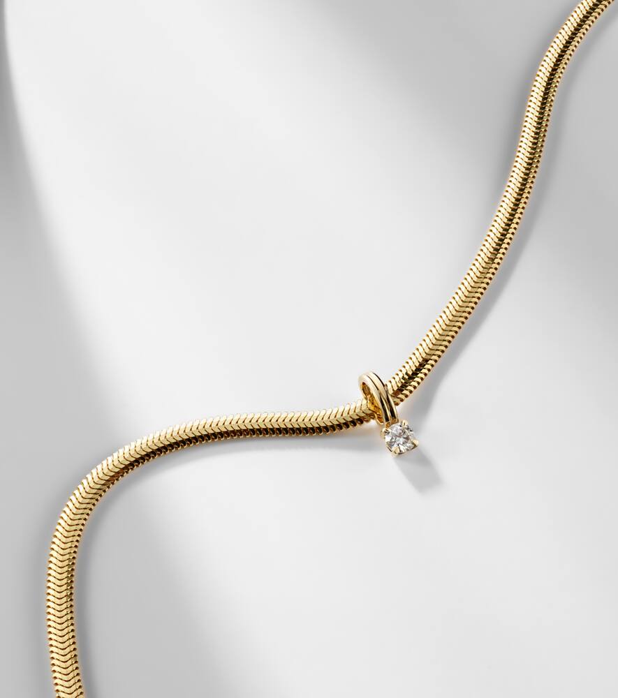 Stone And Strand Serpentine 14kt Gold Necklace With Diamond In Gold